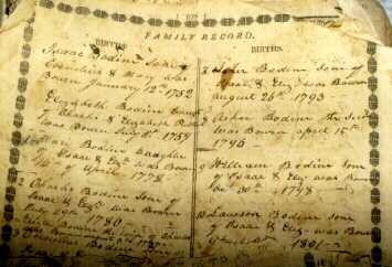 Closeup of Isaac Bodine's Bible