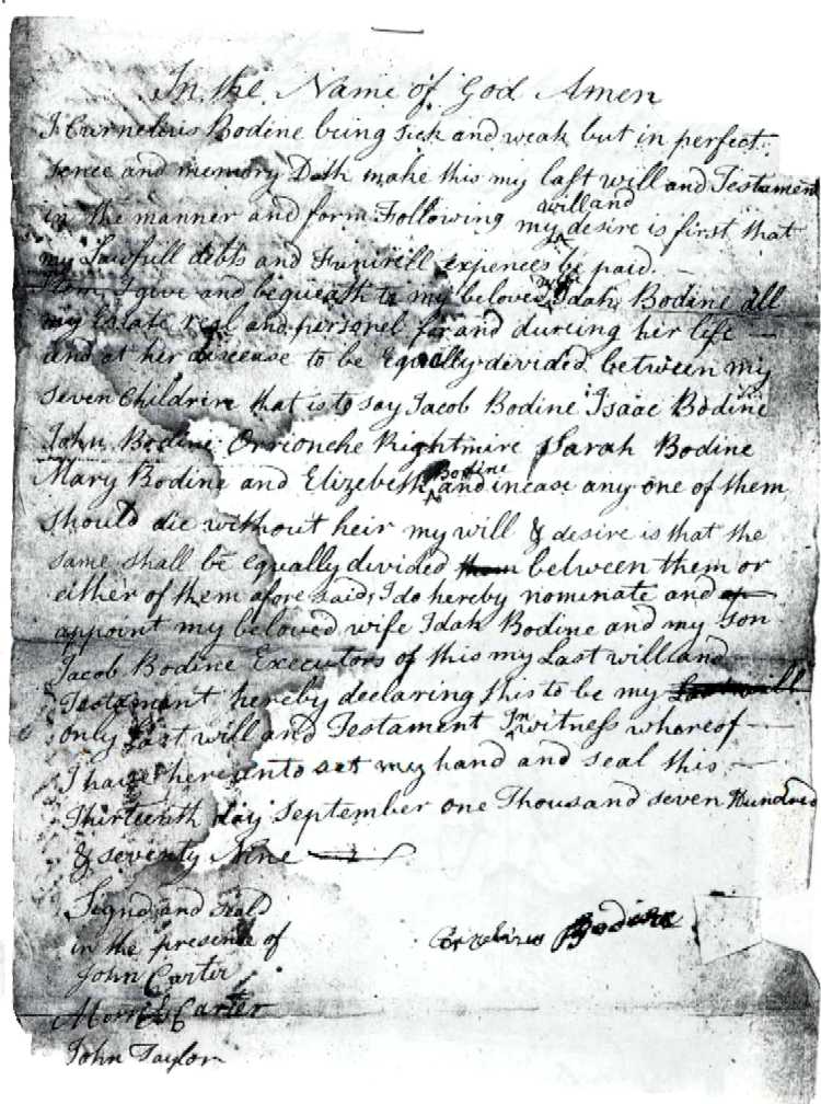 Will of Cornelius Bodine
