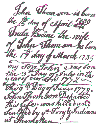 A page from the Thomson Bible