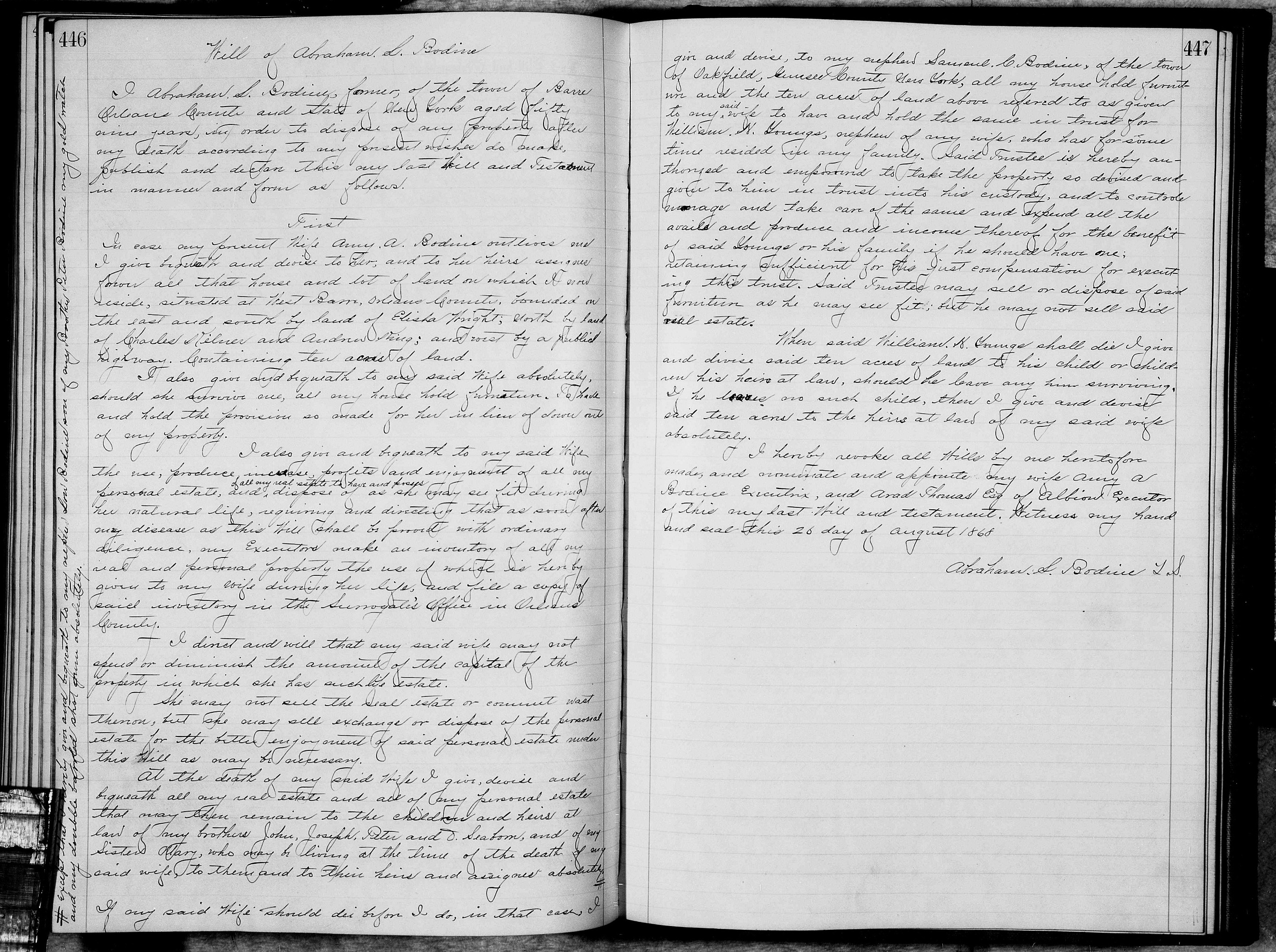 Will of Abraham Lowe Bodine
