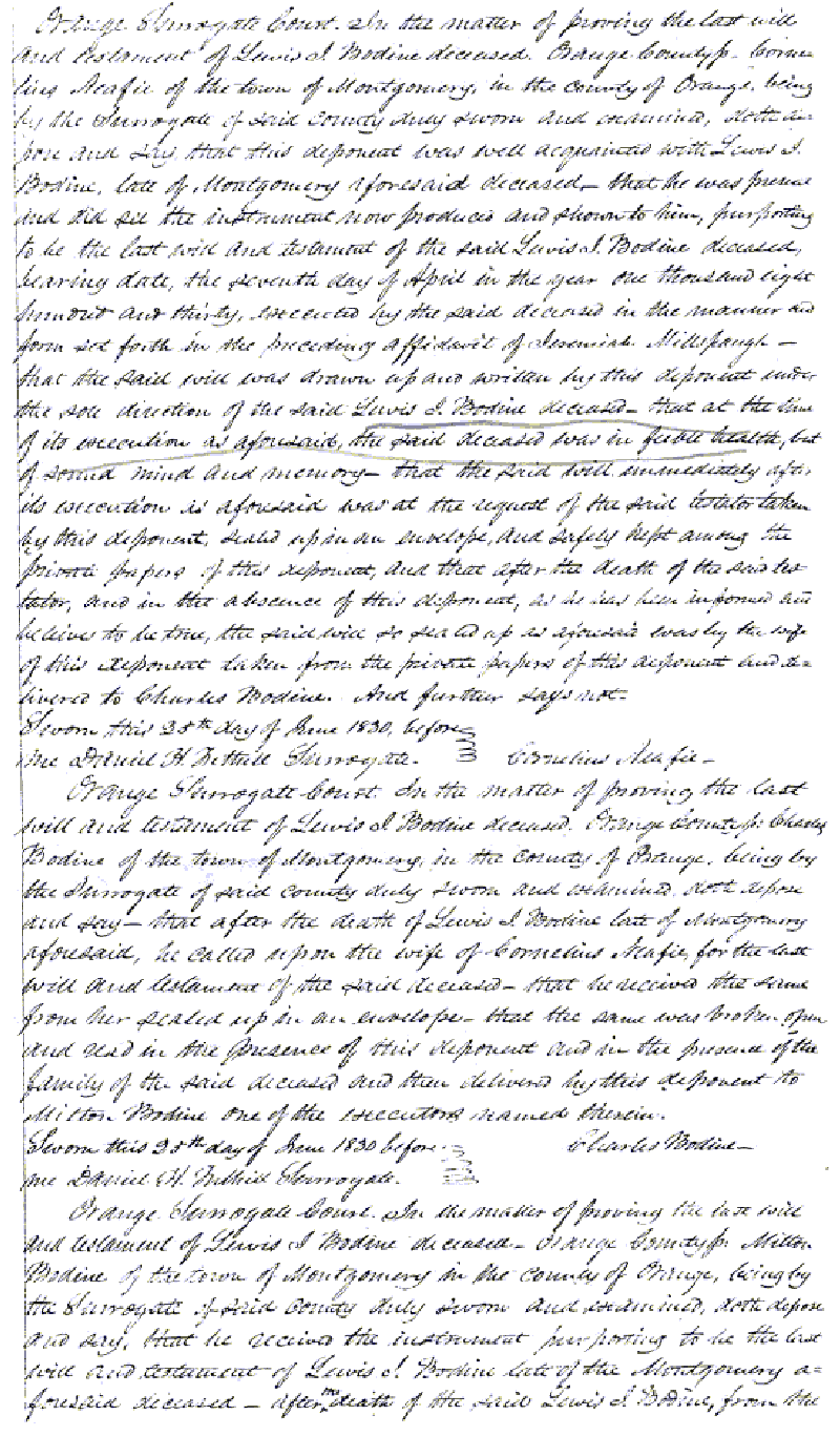 Lewis I. Bodine Will, page 1