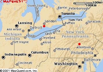Pennsylvania and Ontario